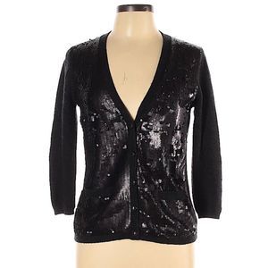 Robbi & Nikki Wool Cardigan M Black Sequined Sweater